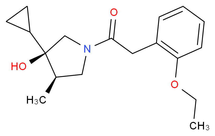 (3R*,4R*)-3-cyclopropyl-1-[(2-ethoxyphenyl)acetyl]-4-methyl-3-pyrrolidinol_分子结构_CAS_)