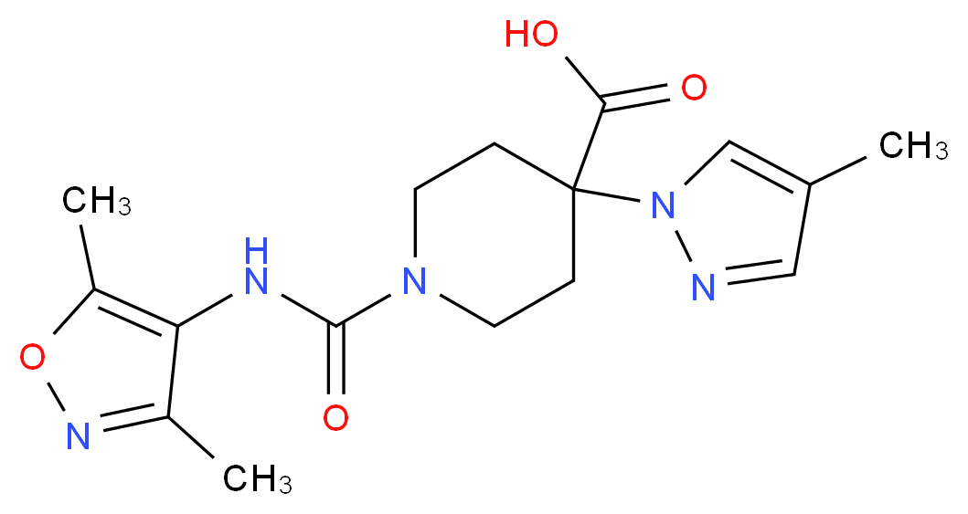 1-{[(3,5-dimethylisoxazol-4-yl)amino]carbonyl}-4-(4-methyl-1H-pyrazol-1-yl)piperidine-4-carboxylic acid_分子结构_CAS_)