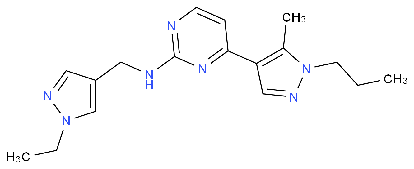 N-[(1-ethyl-1H-pyrazol-4-yl)methyl]-4-(5-methyl-1-propyl-1H-pyrazol-4-yl)pyrimidin-2-amine_分子结构_CAS_)