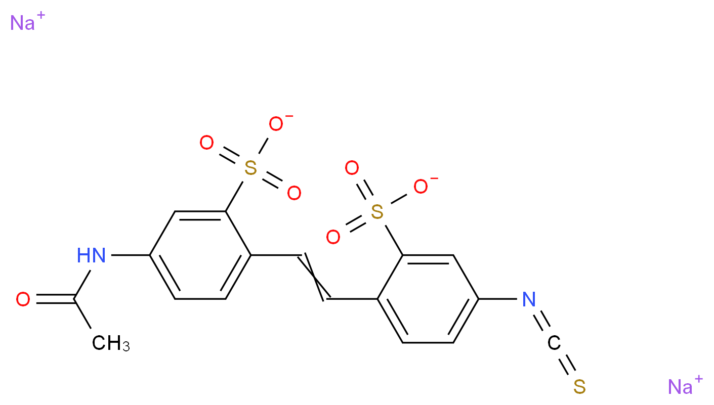 disodium 5-acetamido-2-[2-(4-isothiocyanato-2-sulfonatophenyl)ethenyl]benzene-1-sulfonate_分子结构_CAS_51023-76-8