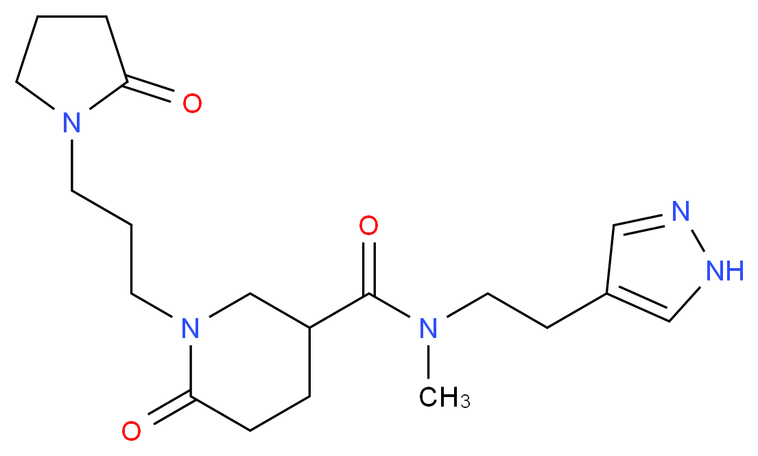 N-methyl-6-oxo-1-[3-(2-oxo-1-pyrrolidinyl)propyl]-N-[2-(1H-pyrazol-4-yl)ethyl]-3-piperidinecarboxamide_分子结构_CAS_)
