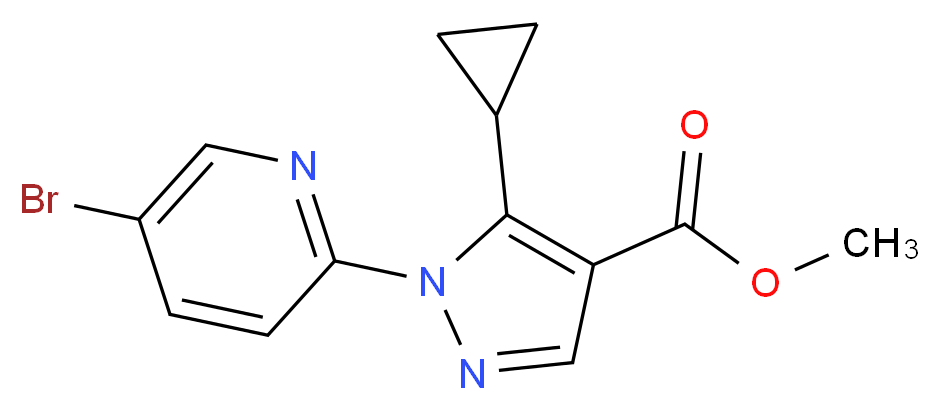 Methyl 1-(5-bromopyridin-2-yl)-5-cyclopropyl-1H-pyrazole-4-carboxylate_分子结构_CAS_1150164-26-3)