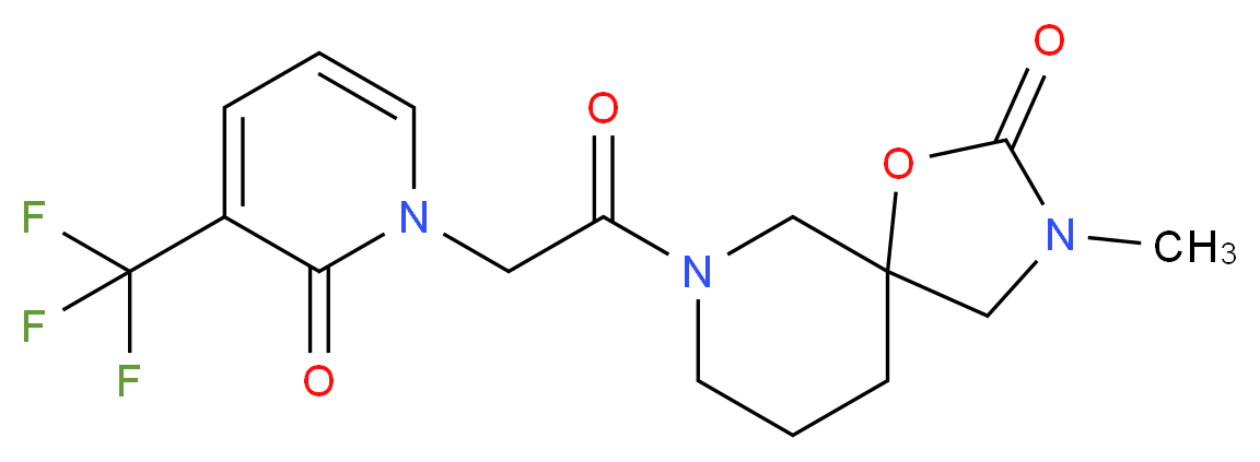 3-methyl-7-{[2-oxo-3-(trifluoromethyl)pyridin-1(2H)-yl]acetyl}-1-oxa-3,7-diazaspiro[4.5]decan-2-one_分子结构_CAS_)