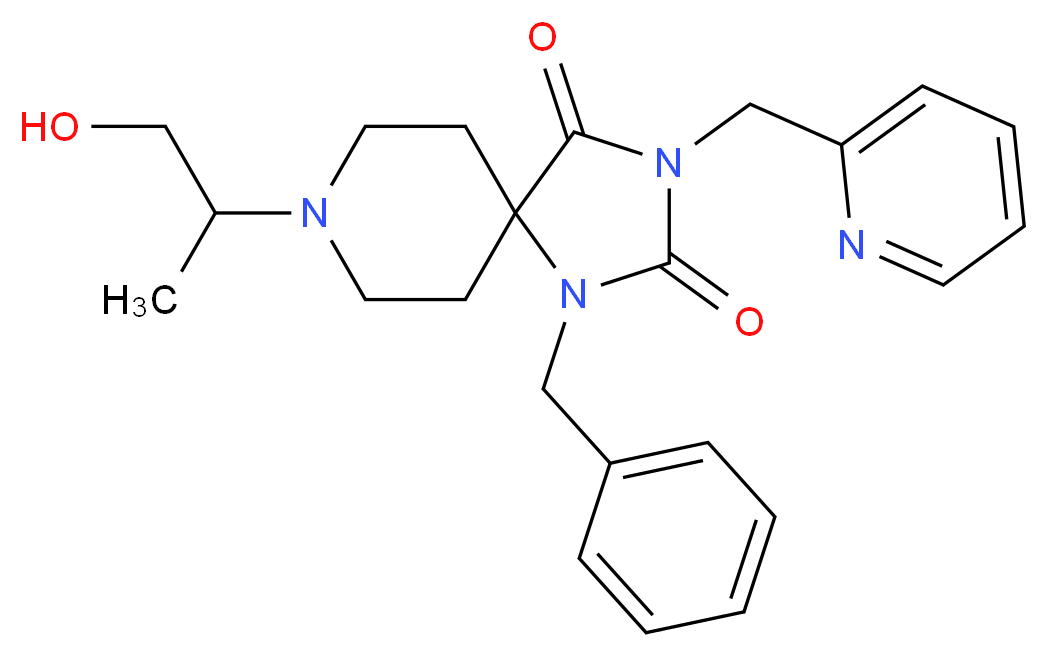 1-benzyl-8-(2-hydroxy-1-methylethyl)-3-(2-pyridinylmethyl)-1,3,8-triazaspiro[4.5]decane-2,4-dione_分子结构_CAS_)