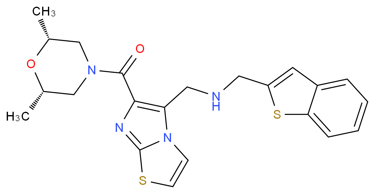 (1-benzothien-2-ylmethyl)[(6-{[(2R*,6S*)-2,6-dimethyl-4-morpholinyl]carbonyl}imidazo[2,1-b][1,3]thiazol-5-yl)methyl]amine_分子结构_CAS_)