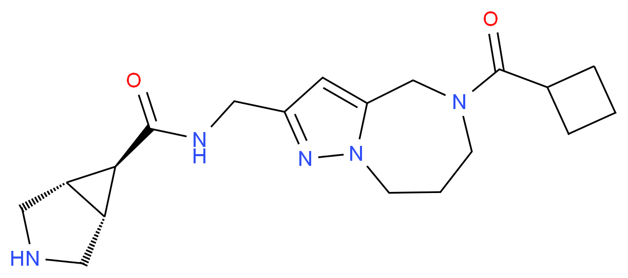 (1R*,5S*,6r*)-N-{[5-(cyclobutylcarbonyl)-5,6,7,8-tetrahydro-4H-pyrazolo[1,5-a][1,4]diazepin-2-yl]methyl}-3-azabicyclo[3.1.0]hexane-6-carboxamide_分子结构_CAS_)