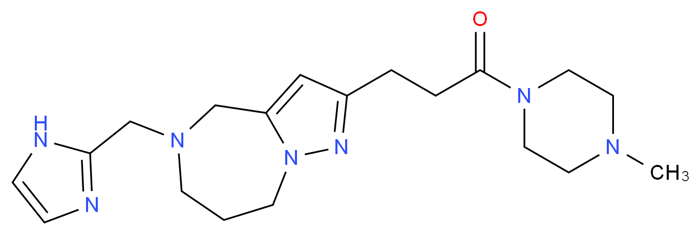 5-(1H-imidazol-2-ylmethyl)-2-[3-(4-methyl-1-piperazinyl)-3-oxopropyl]-5,6,7,8-tetrahydro-4H-pyrazolo[1,5-a][1,4]diazepine_分子结构_CAS_)