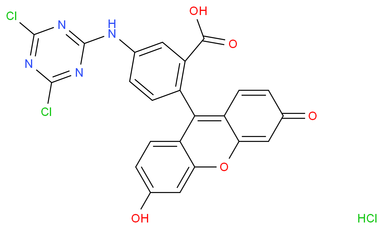 5-[(dichloro-1,3,5-triazin-2-yl)amino]-2-(6-hydroxy-3-oxo-3H-xanthen-9-yl)benzoic acid hydrochloride_分子结构_CAS_21811-74-5
