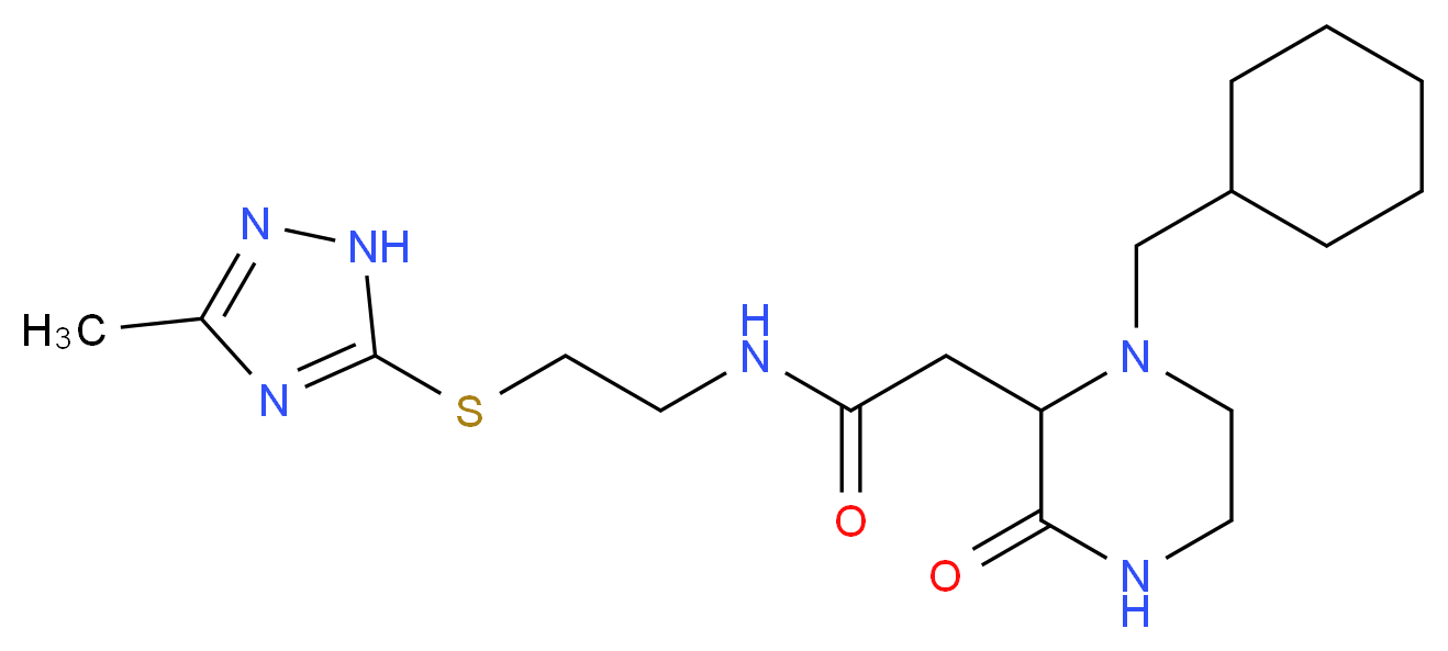 2-[1-(cyclohexylmethyl)-3-oxo-2-piperazinyl]-N-{2-[(3-methyl-1H-1,2,4-triazol-5-yl)thio]ethyl}acetamide_分子结构_CAS_)