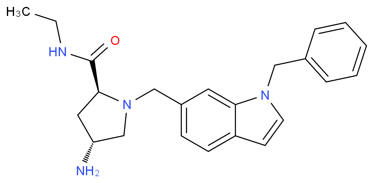 (4R)-4-amino-1-[(1-benzyl-1H-indol-6-yl)methyl]-N-ethyl-L-prolinamide_分子结构_CAS_)