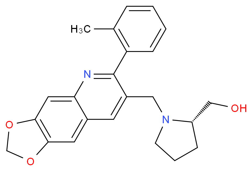 ((2S)-1-{[6-(2-methylphenyl)[1,3]dioxolo[4,5-g]quinolin-7-yl]methyl}-2-pyrrolidinyl)methanol_分子结构_CAS_)