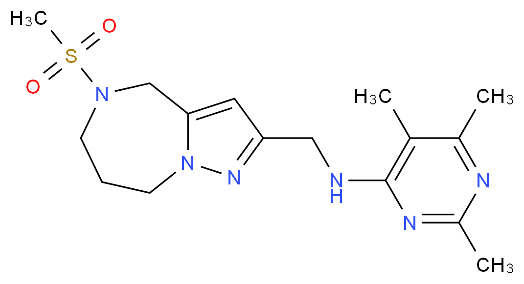 2,5,6-trimethyl-N-{[5-(methylsulfonyl)-5,6,7,8-tetrahydro-4H-pyrazolo[1,5-a][1,4]diazepin-2-yl]methyl}pyrimidin-4-amine_分子结构_CAS_)