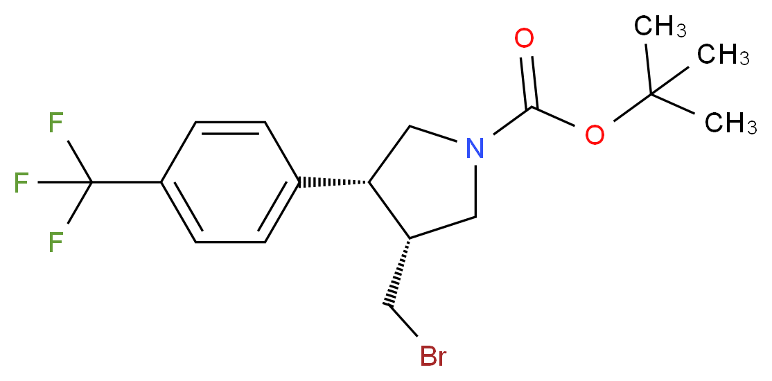 tert-butyl (3R,4R)-3-(bromomethyl)-4-[4-(trifluoromethyl)phenyl]pyrrolidine-1-carboxylate_分子结构_CAS_1260602-29-6