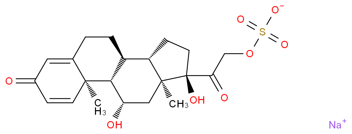 sodium (1S,2R,10S,11S,14R,15S,17S)-14,17-dihydroxy-2,15-dimethyl-14-[2-(sulfonatooxy)acetyl]tetracyclo[8.7.0.0<sup>2</sup>,<sup>7</sup>.0<sup>1</sup><sup>1</sup>,<sup>1</sup><sup>5</sup>]heptadeca-3,6-dien-5-one_分子结构_CAS_3664-95-7