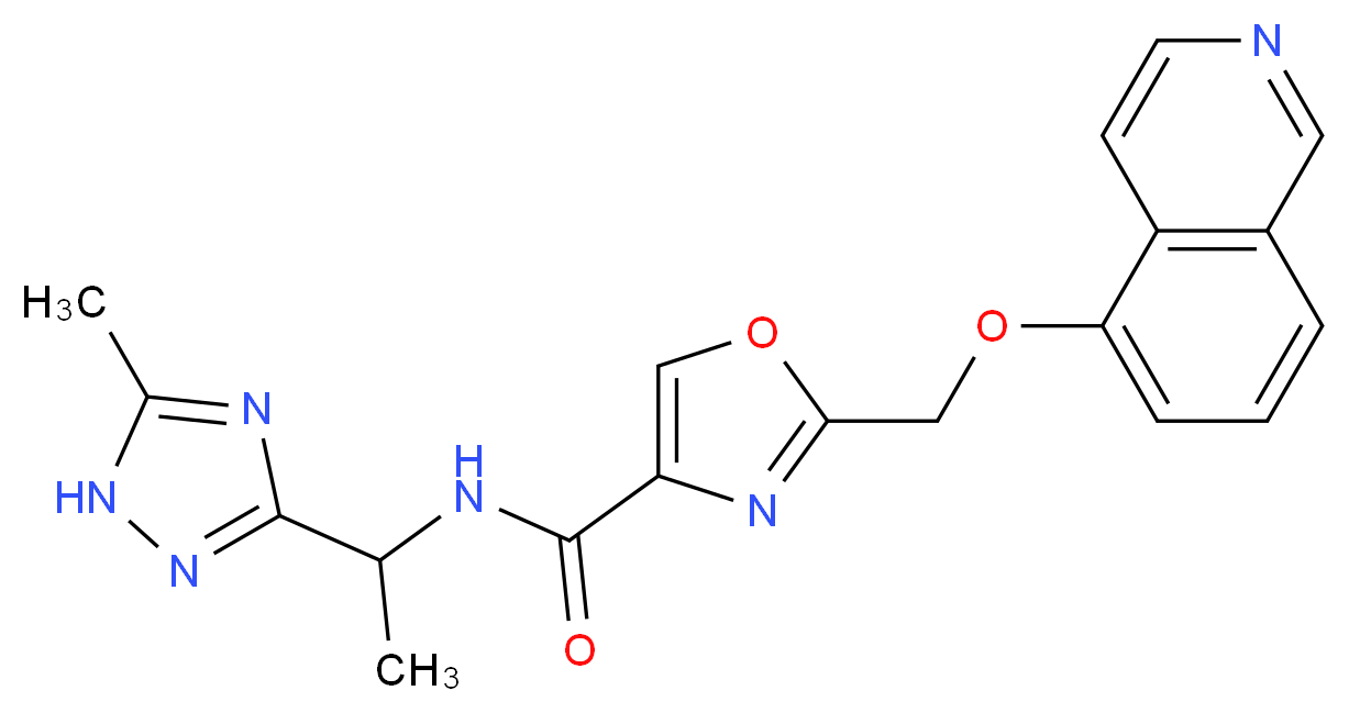 2-[(isoquinolin-5-yloxy)methyl]-N-[1-(5-methyl-1H-1,2,4-triazol-3-yl)ethyl]-1,3-oxazole-4-carboxamide_分子结构_CAS_)