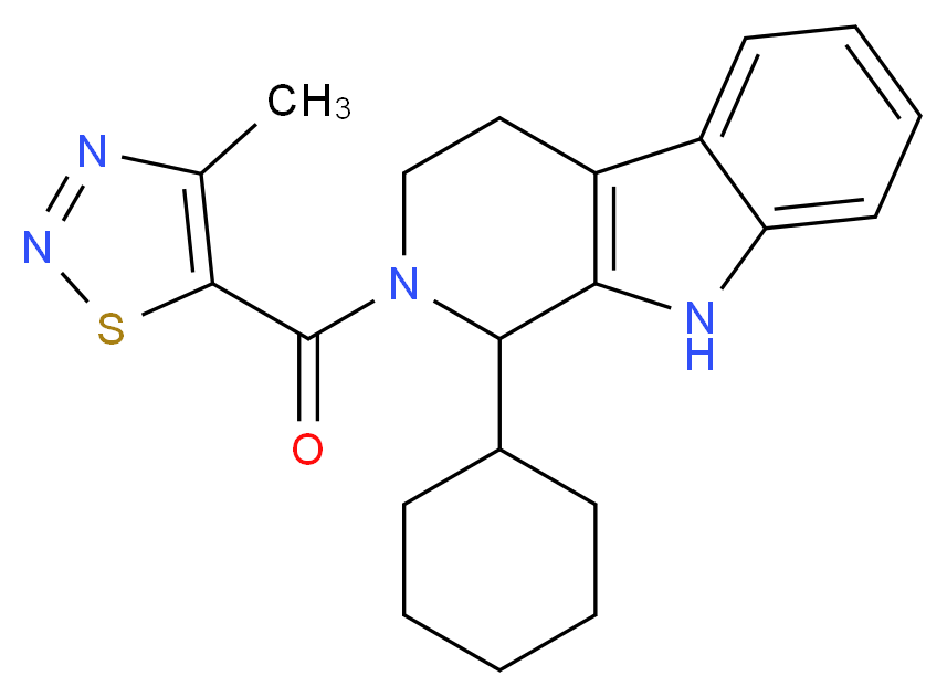 1-cyclohexyl-2-[(4-methyl-1,2,3-thiadiazol-5-yl)carbonyl]-2,3,4,9-tetrahydro-1H-beta-carboline_分子结构_CAS_)