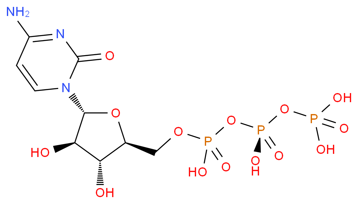 ({[({[(2S,3R,4R,5R)-5-(4-amino-2-oxo-1,2-dihydropyrimidin-1-yl)-3,4-dihydroxyoxolan-2-yl]methoxy}(hydroxy)phosphoryl)oxy](hydroxy)phosphoryl}oxy)phosphonic acid_分子结构_CAS_65-47-4