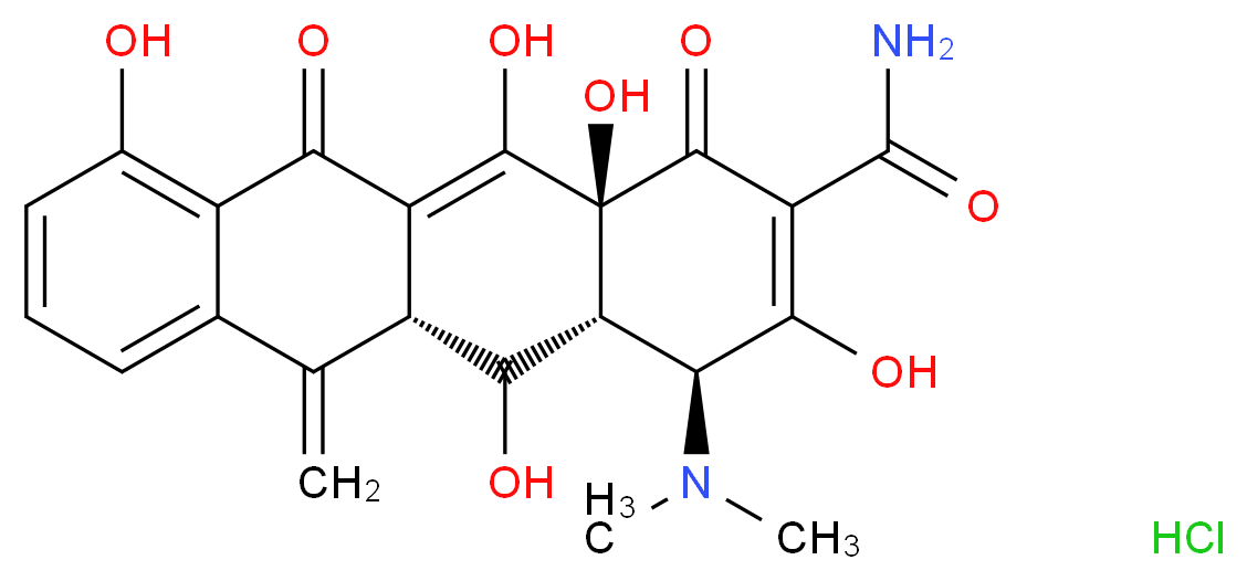 (4S,4aR,5aR,12aS)-4-(dimethylamino)-3,5,10,12,12a-pentahydroxy-6-methylidene-1,11-dioxo-1,4,4a,5,5a,6,11,12a-octahydrotetracene-2-carboxamide hydrochloride_分子结构_CAS_3963-95-9