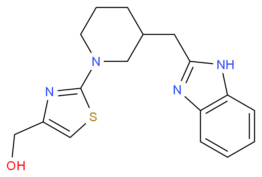 {2-[3-(1H-benzimidazol-2-ylmethyl)-1-piperidinyl]-1,3-thiazol-4-yl}methanol_分子结构_CAS_)