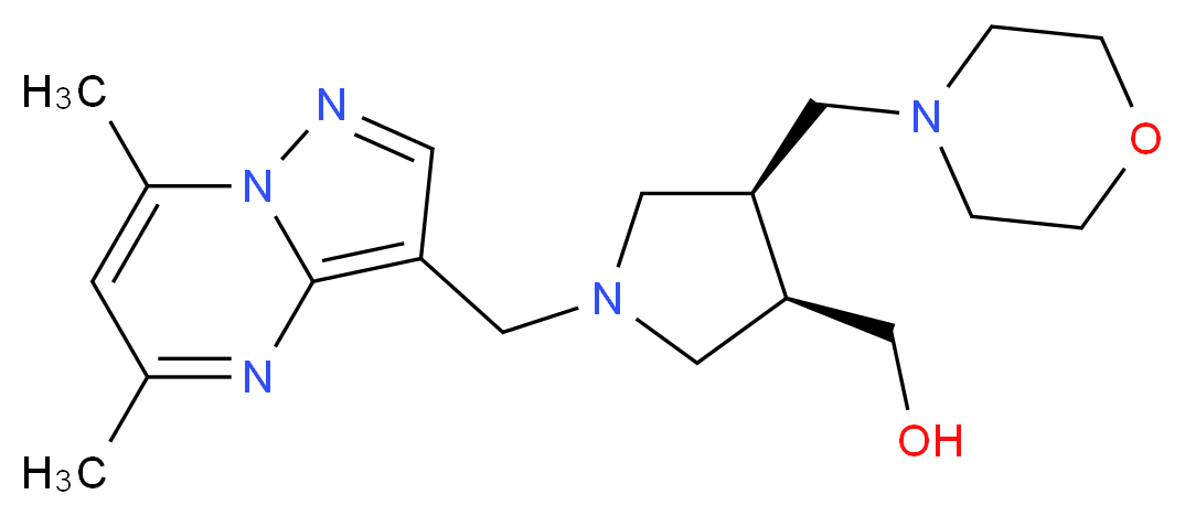 [(3R*,4S*)-1-[(5,7-dimethylpyrazolo[1,5-a]pyrimidin-3-yl)methyl]-4-(morpholin-4-ylmethyl)pyrrolidin-3-yl]methanol_分子结构_CAS_)