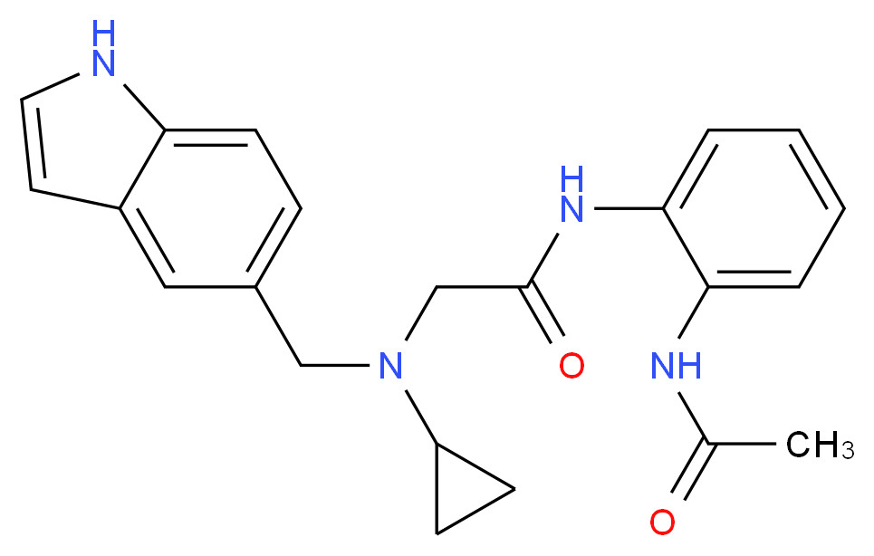 N-[2-(acetylamino)phenyl]-2-[cyclopropyl(1H-indol-5-ylmethyl)amino]acetamide_分子结构_CAS_)