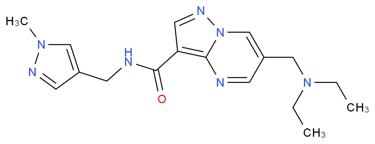 6-[(diethylamino)methyl]-N-[(1-methyl-1H-pyrazol-4-yl)methyl]pyrazolo[1,5-a]pyrimidine-3-carboxamide_分子结构_CAS_)