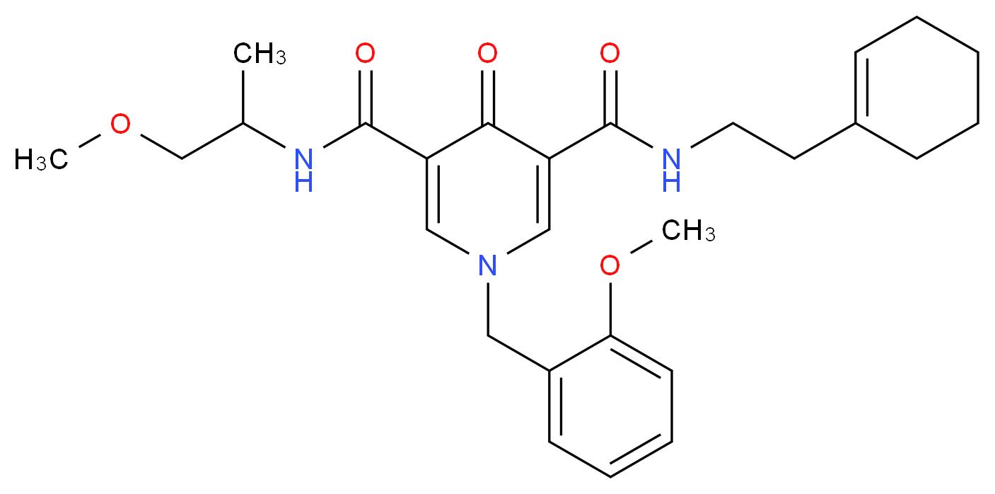 N-[2-(1-cyclohexen-1-yl)ethyl]-1-(2-methoxybenzyl)-N'-(2-methoxy-1-methylethyl)-4-oxo-1,4-dihydro-3,5-pyridinedicarboxamide_分子结构_CAS_)
