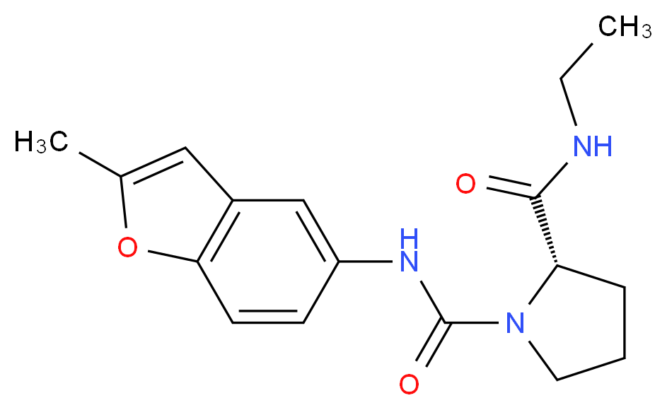 (2S)-N~2~-ethyl-N~1~-(2-methyl-1-benzofuran-5-yl)pyrrolidine-1,2-dicarboxamide_分子结构_CAS_)