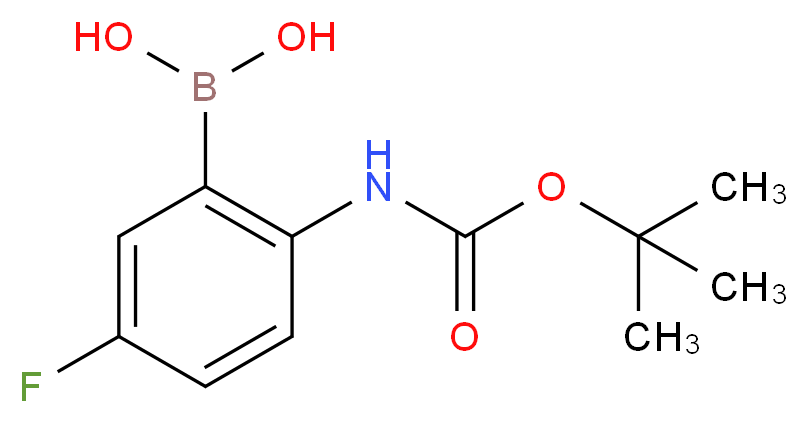 (2-{[(tert-butoxy)carbonyl]amino}-5-fluorophenyl)boronic acid_分子结构_CAS_850568-43-3