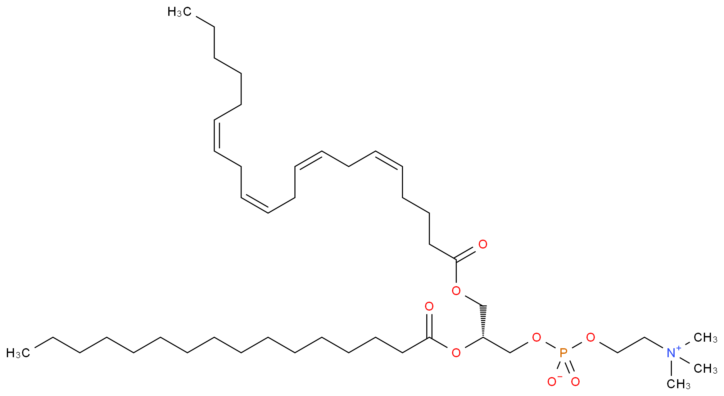 (2-{[(2R)-2-(hexadecanoyloxy)-3-[(5Z,8Z,11Z,14Z)-icosa-5,8,11,14-tetraenoyloxy]propyl phosphonato]oxy}ethyl)trimethylazanium_分子结构_CAS_35418-58-7