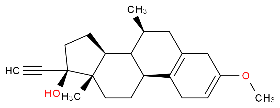 (1S,9S,10R,11S,14R,15S)-14-ethynyl-5-methoxy-9,15-dimethyltetracyclo[8.7.0.0<sup>2</sup>,<sup>7</sup>.0<sup>1</sup><sup>1</sup>,<sup>1</sup><sup>5</sup>]heptadeca-2(7),4-dien-14-ol_分子结构_CAS_32297-44-2