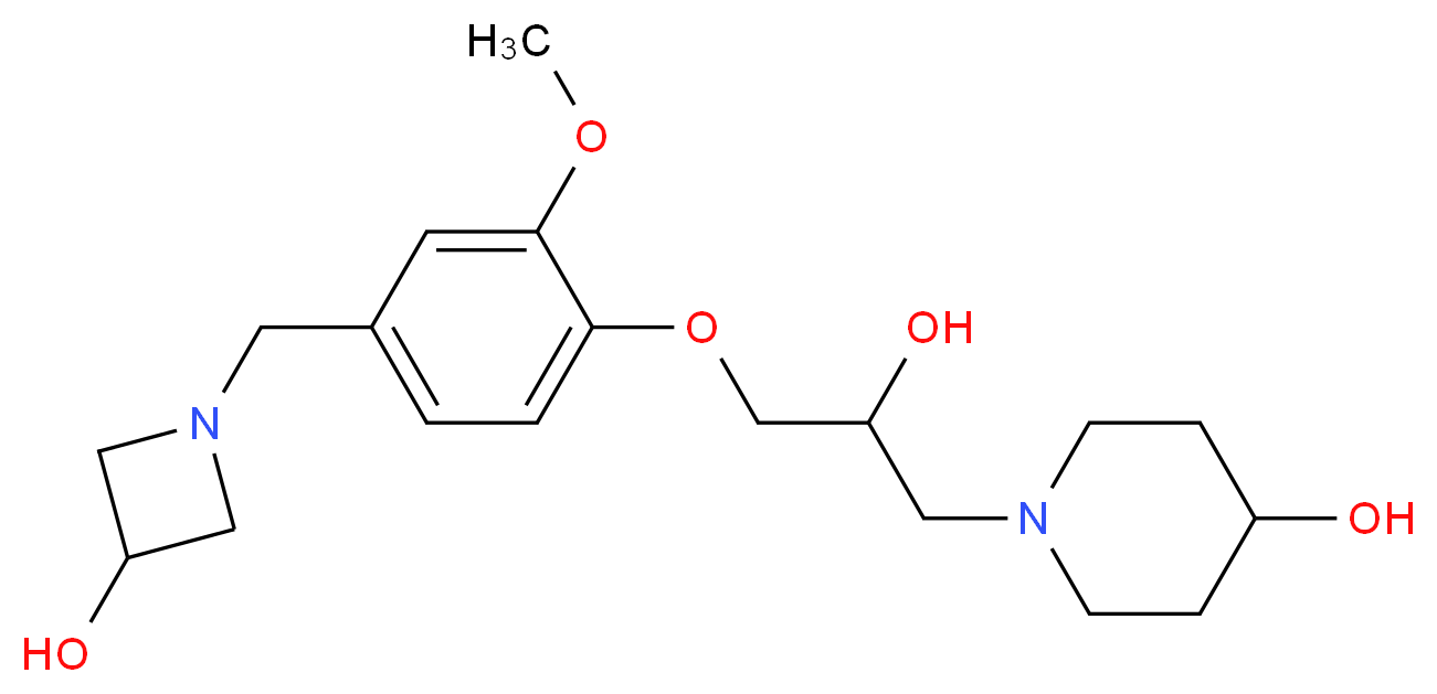 1-(2-hydroxy-3-{4-[(3-hydroxyazetidin-1-yl)methyl]-2-methoxyphenoxy}propyl)piperidin-4-ol_分子结构_CAS_)