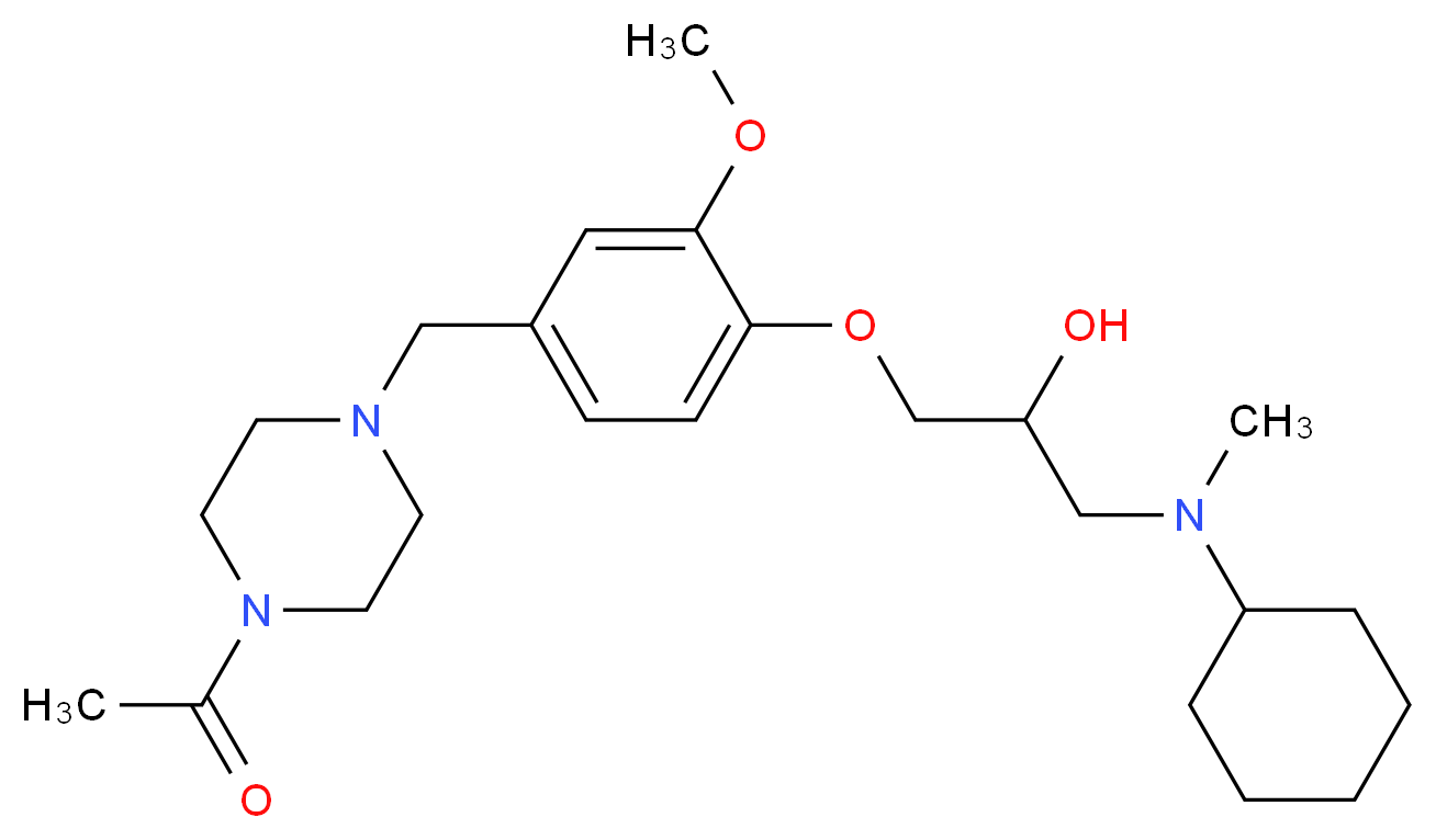 1-{4-[(4-acetyl-1-piperazinyl)methyl]-2-methoxyphenoxy}-3-[cyclohexyl(methyl)amino]-2-propanol_分子结构_CAS_)