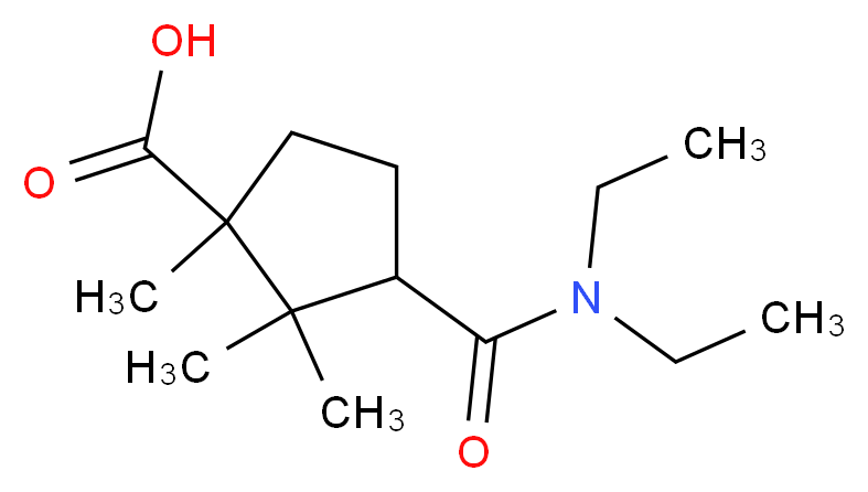 3-Diethylcarbamoyl-1,2,2-trimethyl-cyclopentanecarboxylic acid_分子结构_CAS_73889-60-8)