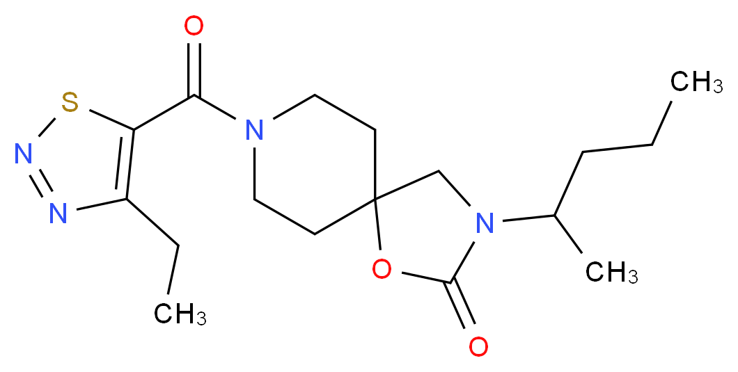 8-[(4-ethyl-1,2,3-thiadiazol-5-yl)carbonyl]-3-(1-methylbutyl)-1-oxa-3,8-diazaspiro[4.5]decan-2-one_分子结构_CAS_)