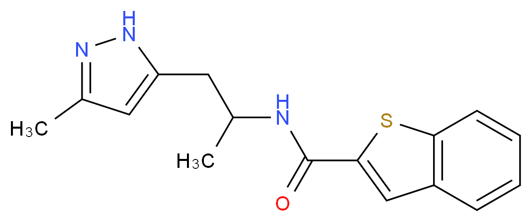 N-[1-methyl-2-(3-methyl-1H-pyrazol-5-yl)ethyl]-1-benzothiophene-2-carboxamide_分子结构_CAS_)