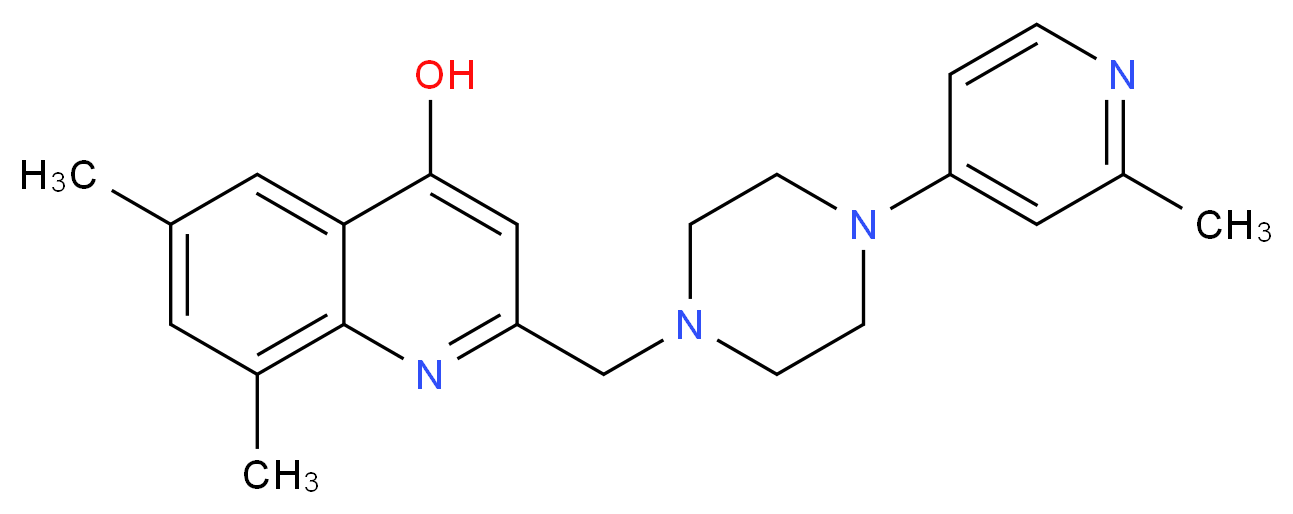 6,8-dimethyl-2-{[4-(2-methylpyridin-4-yl)piperazin-1-yl]methyl}quinolin-4-ol_分子结构_CAS_)