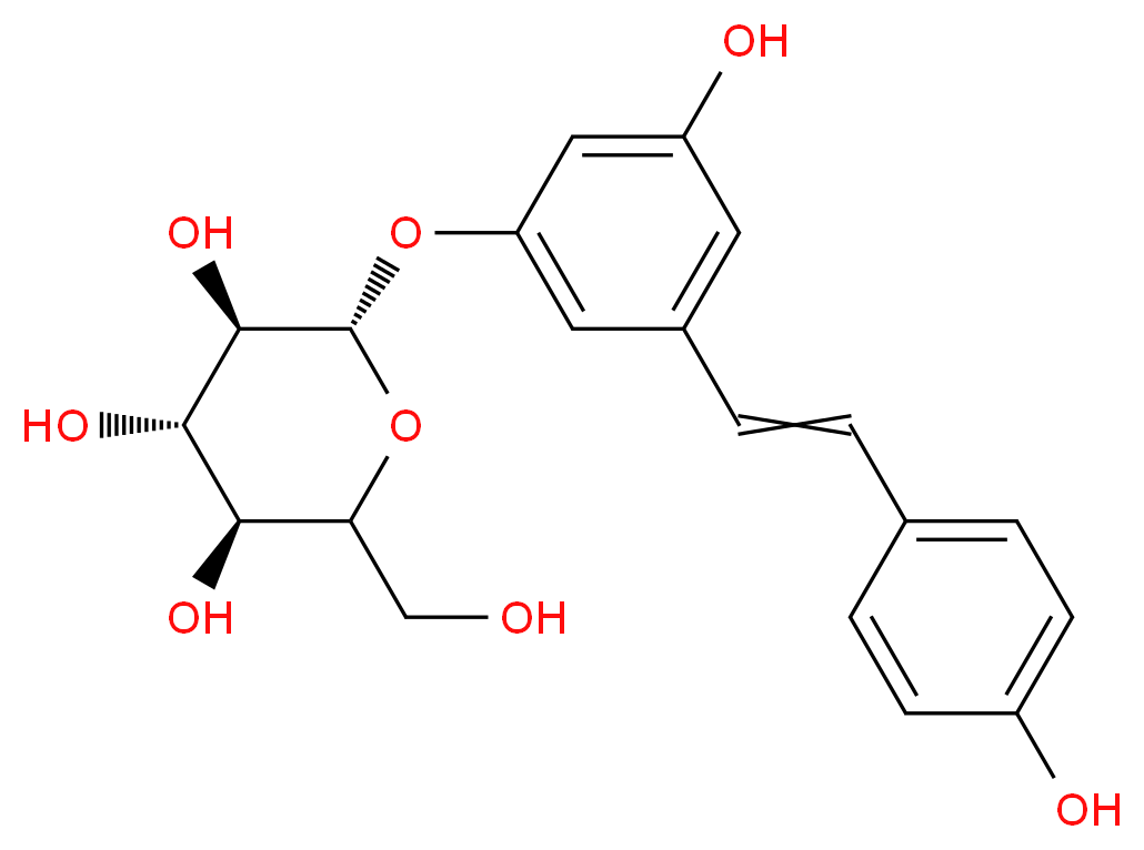 (2S,3R,4S,5S)-2-{3-hydroxy-5-[2-(4-hydroxyphenyl)ethenyl]phenoxy}-6-(hydroxymethyl)oxane-3,4,5-triol_分子结构_CAS_65914-17-2