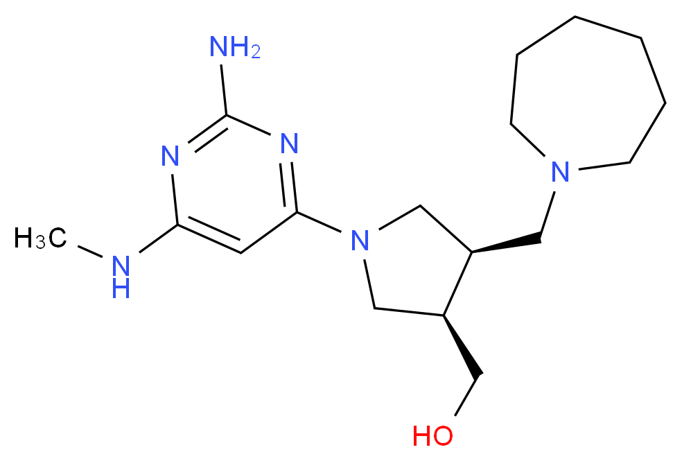 [(3R*,4R*)-1-[2-amino-6-(methylamino)-4-pyrimidinyl]-4-(1-azepanylmethyl)-3-pyrrolidinyl]methanol_分子结构_CAS_)