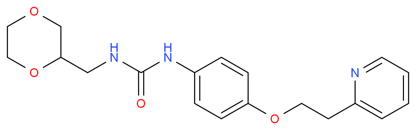 N-(1,4-dioxan-2-ylmethyl)-N'-[4-(2-pyridin-2-ylethoxy)phenyl]urea_分子结构_CAS_)