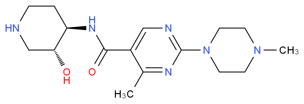 N-[(3R*,4R*)-3-hydroxypiperidin-4-yl]-4-methyl-2-(4-methylpiperazin-1-yl)pyrimidine-5-carboxamide_分子结构_CAS_)