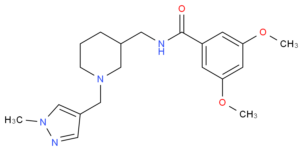 3,5-dimethoxy-N-({1-[(1-methyl-1H-pyrazol-4-yl)methyl]-3-piperidinyl}methyl)benzamide_分子结构_CAS_)