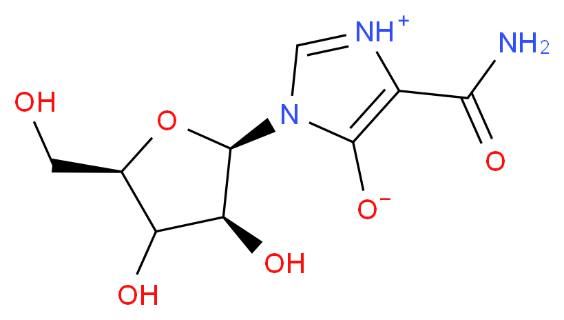 4-carbamoyl-1-[(2R,3S,5R)-3,4-dihydroxy-5-(hydroxymethyl)oxolan-2-yl]-1H-imidazol-3-ium-5-olate_分子结构_CAS_50924-49-7