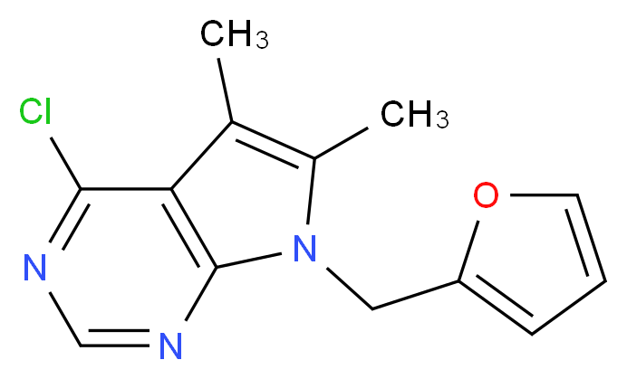 4-chloro-7-(furan-2-ylmethyl)-5,6-dimethyl-7H-pyrrolo[2,3-d]pyrimidine_分子结构_CAS_103026-14-8