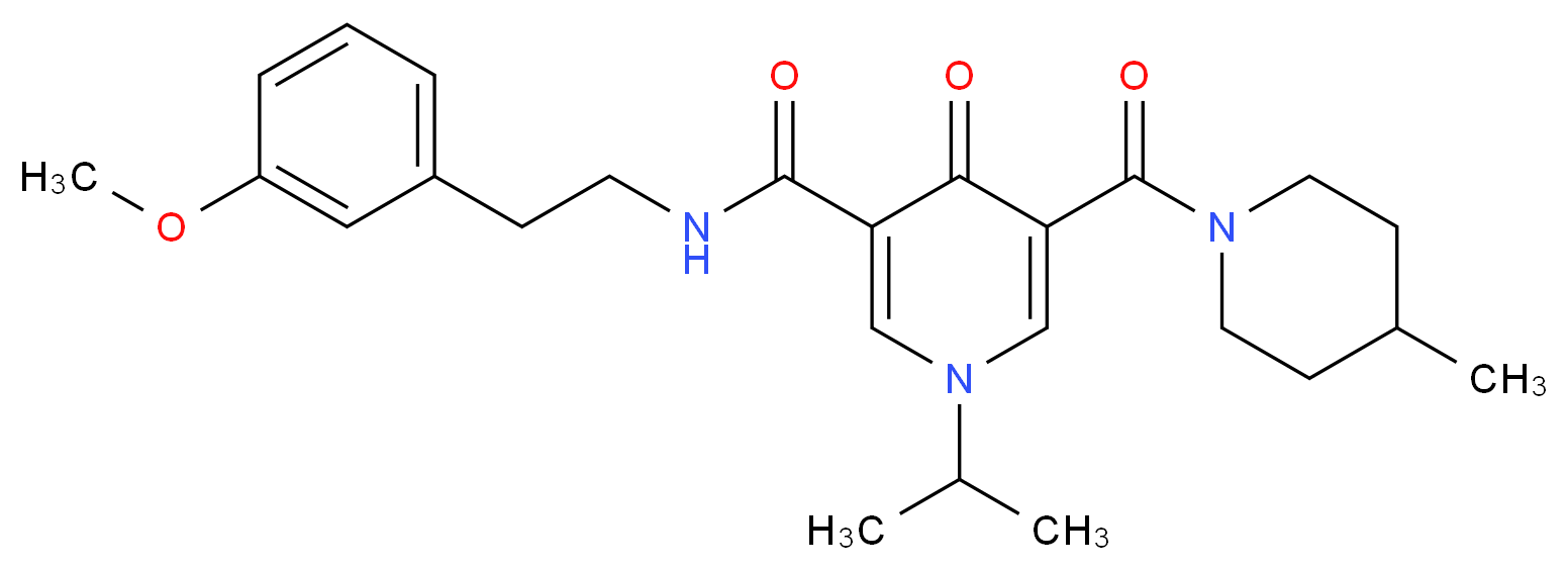 1-isopropyl-N-[2-(3-methoxyphenyl)ethyl]-5-[(4-methyl-1-piperidinyl)carbonyl]-4-oxo-1,4-dihydro-3-pyridinecarboxamide_分子结构_CAS_)