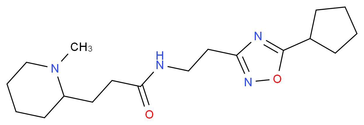 N-[2-(5-cyclopentyl-1,2,4-oxadiazol-3-yl)ethyl]-3-(1-methyl-2-piperidinyl)propanamide_分子结构_CAS_)