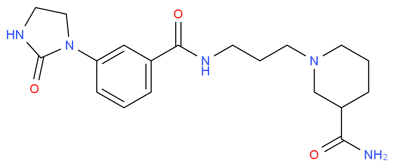 1-(3-{[3-(2-oxoimidazolidin-1-yl)benzoyl]amino}propyl)piperidine-3-carboxamide_分子结构_CAS_)