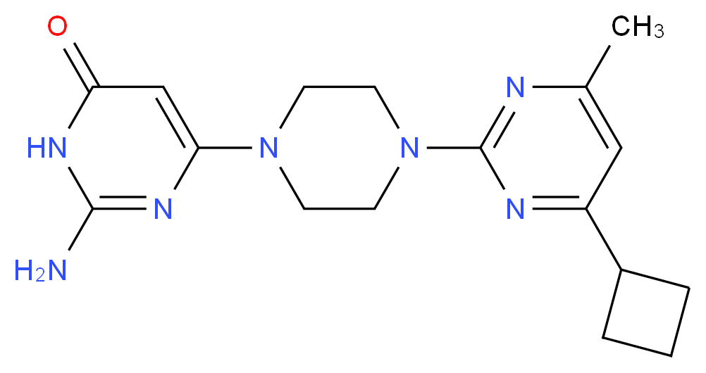 2-amino-6-[4-(4-cyclobutyl-6-methylpyrimidin-2-yl)piperazin-1-yl]pyrimidin-4(3H)-one_分子结构_CAS_)