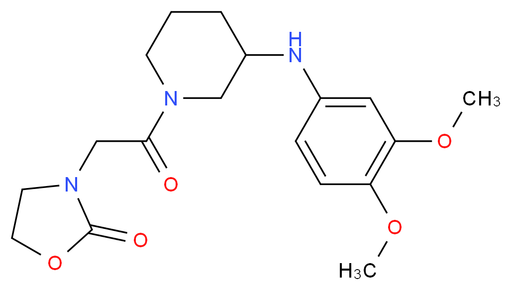 3-(2-{3-[(3,4-dimethoxyphenyl)amino]-1-piperidinyl}-2-oxoethyl)-1,3-oxazolidin-2-one_分子结构_CAS_)