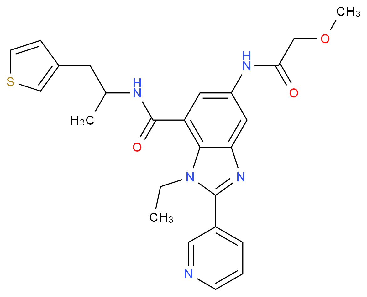 1-ethyl-5-[(methoxyacetyl)amino]-N-[1-methyl-2-(3-thienyl)ethyl]-2-(3-pyridinyl)-1H-benzimidazole-7-carboxamide_分子结构_CAS_)